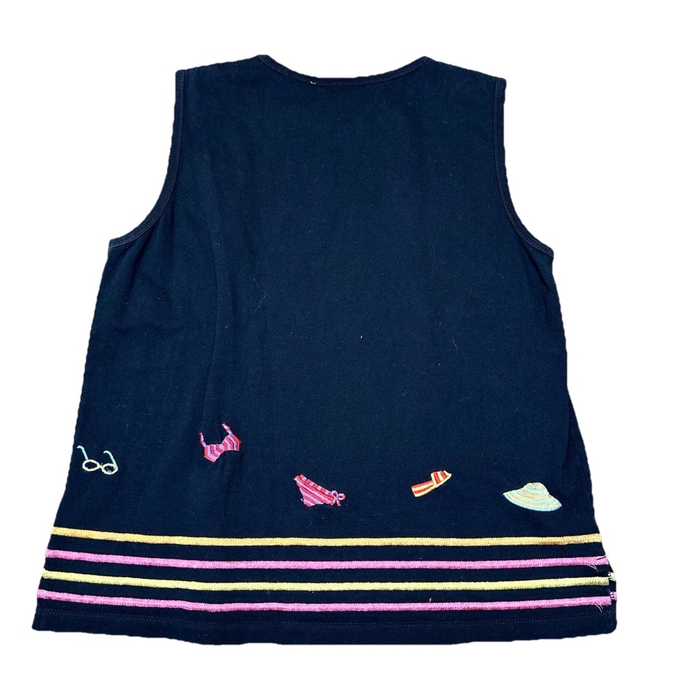 Michael Simon Lite Black Striped‎ Tank Top Beach Vacation Vintage 90's Women's S - Picture 2 of 5